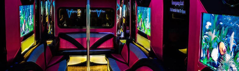 Comfrotable seats in a party bus