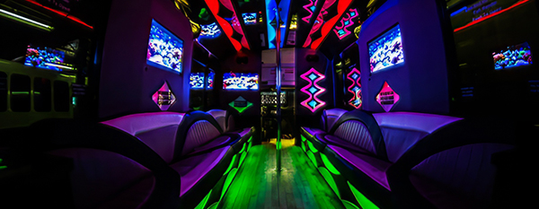 A party bus with top features